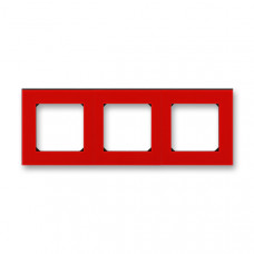 ABB Levit® Outlet Frame 3x horizontal (Red / Smoke Black)