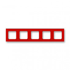 ABB Levit® Outlet Frame 5x horizontal (Red / Smoke Black)